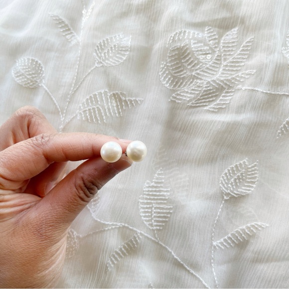 Pearl earring studs Costume Jewelry classic hollywood wedding bridal Halloween - Picture 8 of 17